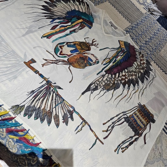 Double D Ranch Native American Kimono top Indian headdress moccasins tomahawk - Picture 5 of 7